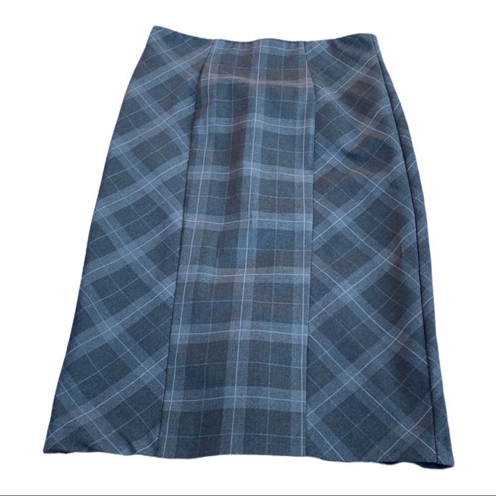 Women Skirt Long Plaid Pleated Midi NWT NY & Co Gray Size 8